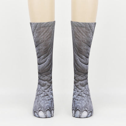 Plus Size Zebra Elephant Tiger Paws Quarter Socks(3 Pairs)