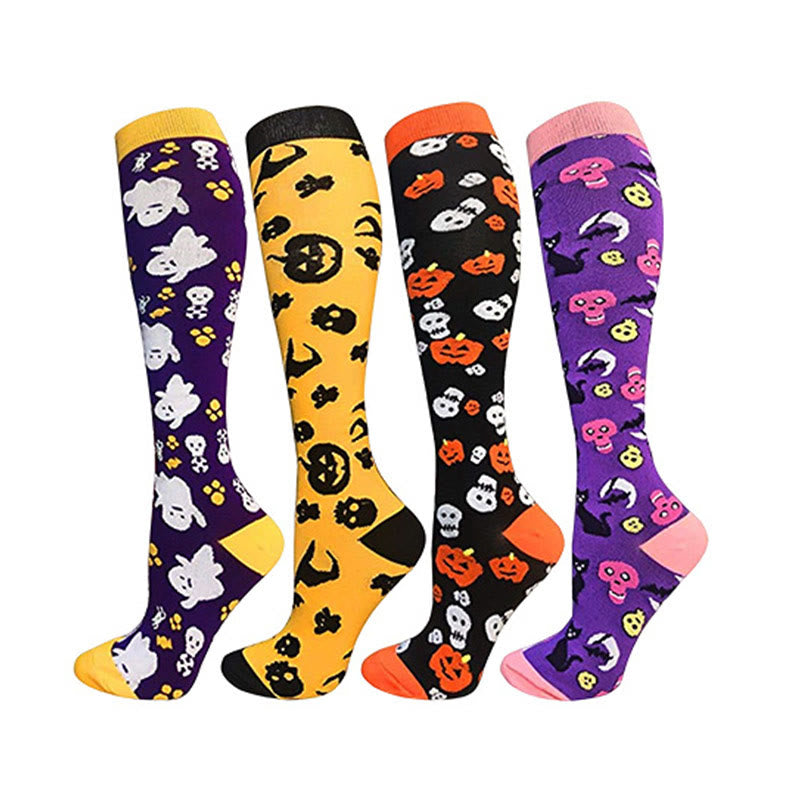 Plusock Halloween Funny Compression Socks(4 Pairs) - Multicolor - L/XL - image 0