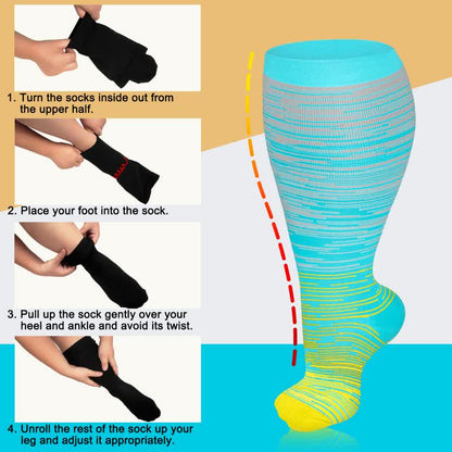 Plusock Plus Size Bright Stripe Compression Socks 2XL-7XL(3 Pairs) - image 6