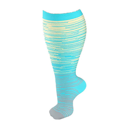 Plusock Plus Size Bright Stripe Compression Socks 2XL-7XL(3 Pairs) - Grey - 7XL - image 14