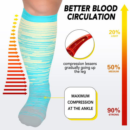 Plusock Plus Size Bright Stripe Compression Socks 2XL-7XL(3 Pairs) - image 5