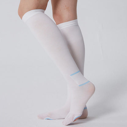Plus Size White Open Toe Compression Socks