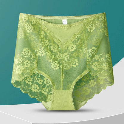 Plusock High-Waisted Floral Panty(5 Pairs) - Light Green - 3XL - image 5