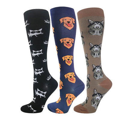 Plusock Cute Puppy Compression Socks(3 Pairs) - image 0