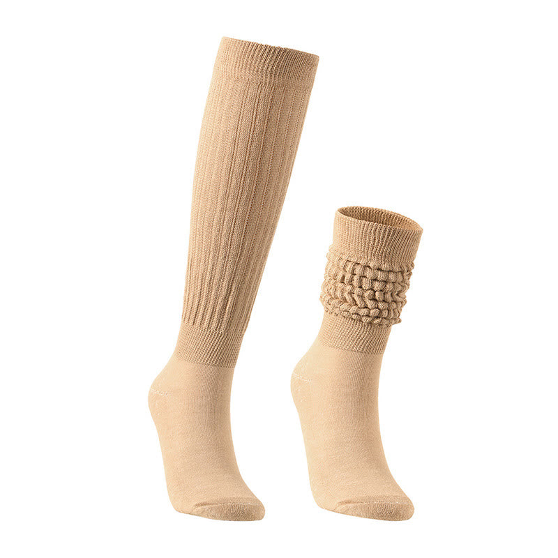 Plusock Solid Color Threaded Slouch Socks(2 Pairs) - Camel - EU36-42(US3-8.5) - image 0