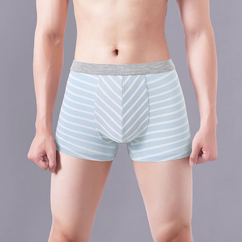 Plusock Plus Size Striped Cotton Boxer Briefs - Sky Blue - 7XL - image 4