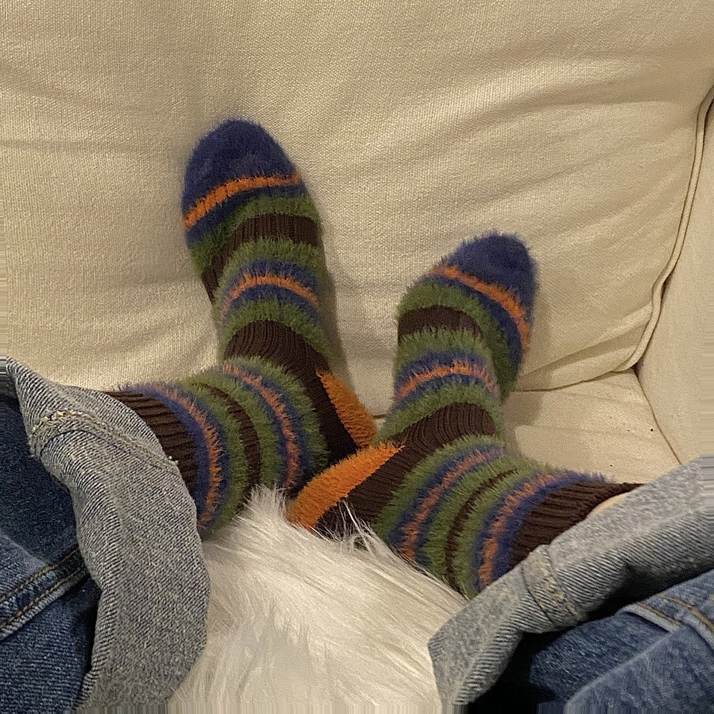 Plusock Color Block Furry Crew Socks(6 Pairs) - image 6