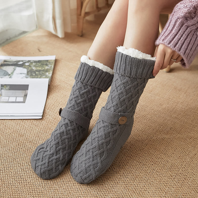 Plusock Christmas Wool Cozy Home Slipper Socks - Dark Grey - EU36-42(US3-8.5) - image 6