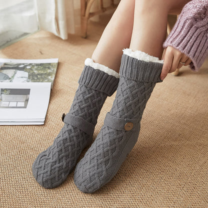 Plusock Christmas Wool Cozy Home Slipper Socks - Dark Grey - EU36-42(US3-8.5) - image 6