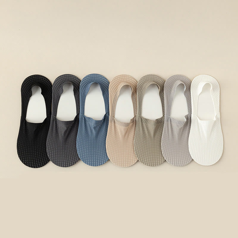 Plus Size Waffle No Show Socks(7 Pairs)