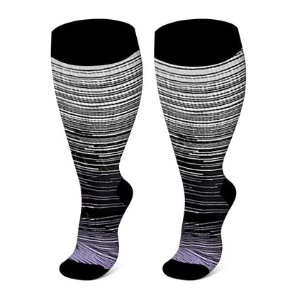 2XL-7XL Colorful Cool Lines Plus Size Compression Socks