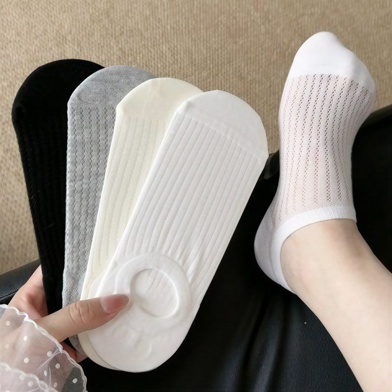 Plusock Ribbed Breathable No Show Socks (4 Pairs) - image 5