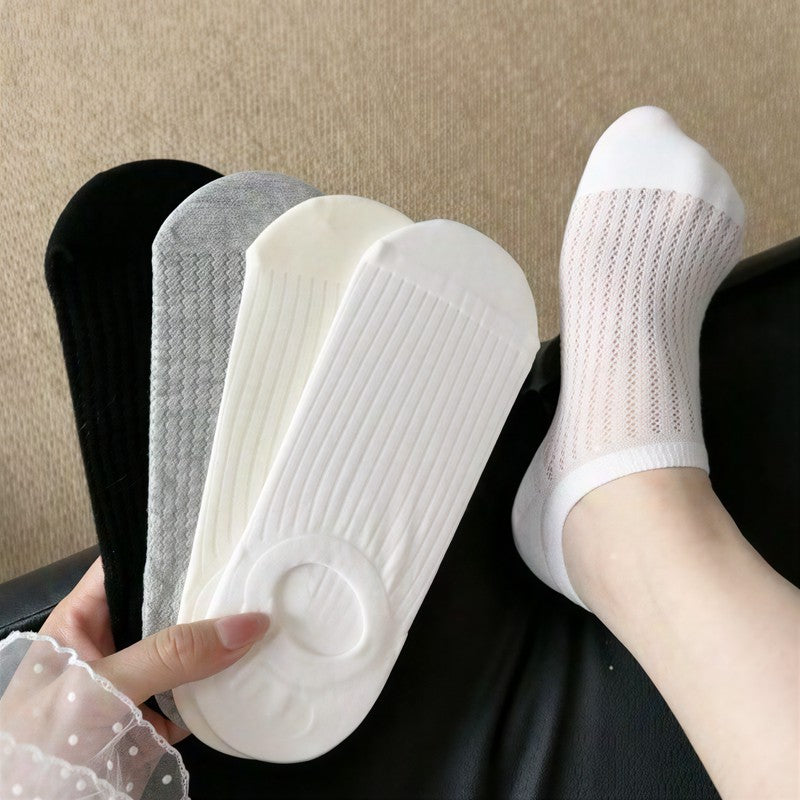 Plusock Ribbed Breathable No Show Socks (4 Pairs) - Multicolor - EU36-40(US3-7) - image 0