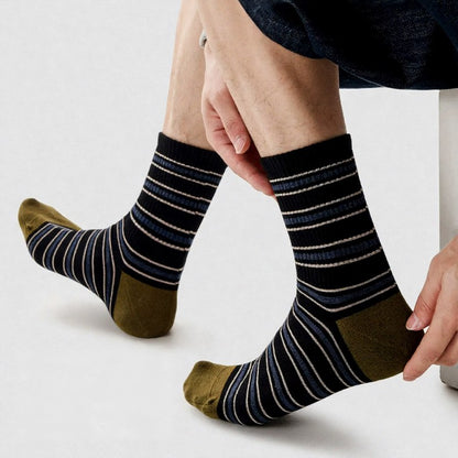 Plusock Vintage Striped Quarter Socks (2 Pairs) - Green - EU39-43(US6-9) - image 5