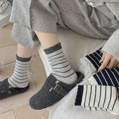 Plusock Cozy Striped Knit Quarter Socks (5 Pairs) - image 3