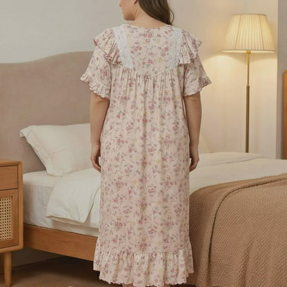 Plusock Vintage Floral Lace Trim Nightgown - image 3