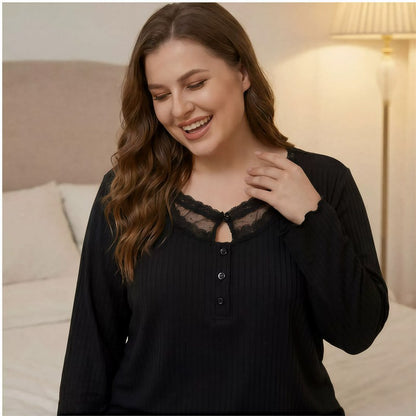 Plusock Lace Solid Color Pajama Set - image 2