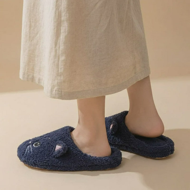 Plusock Warm Cozy Cat Face Plush Indoor House Slippers - image 2