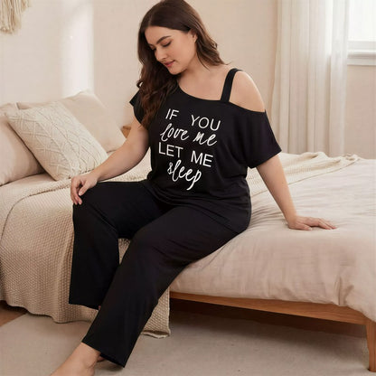 Plusock Off Shoulder Slogan Pajama Set - image 3