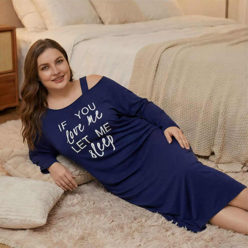 Plusock Off Shoulder Slogan Nightgown - image 1