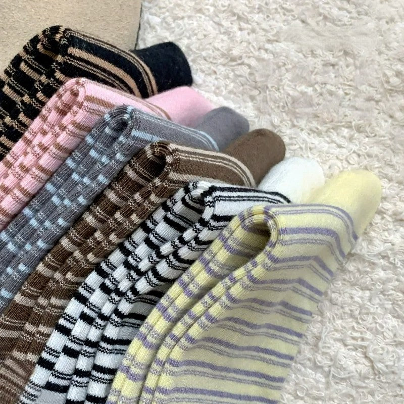 Plusock Retro Striped Knit Quarter Socks (6 Pairs) - image 12