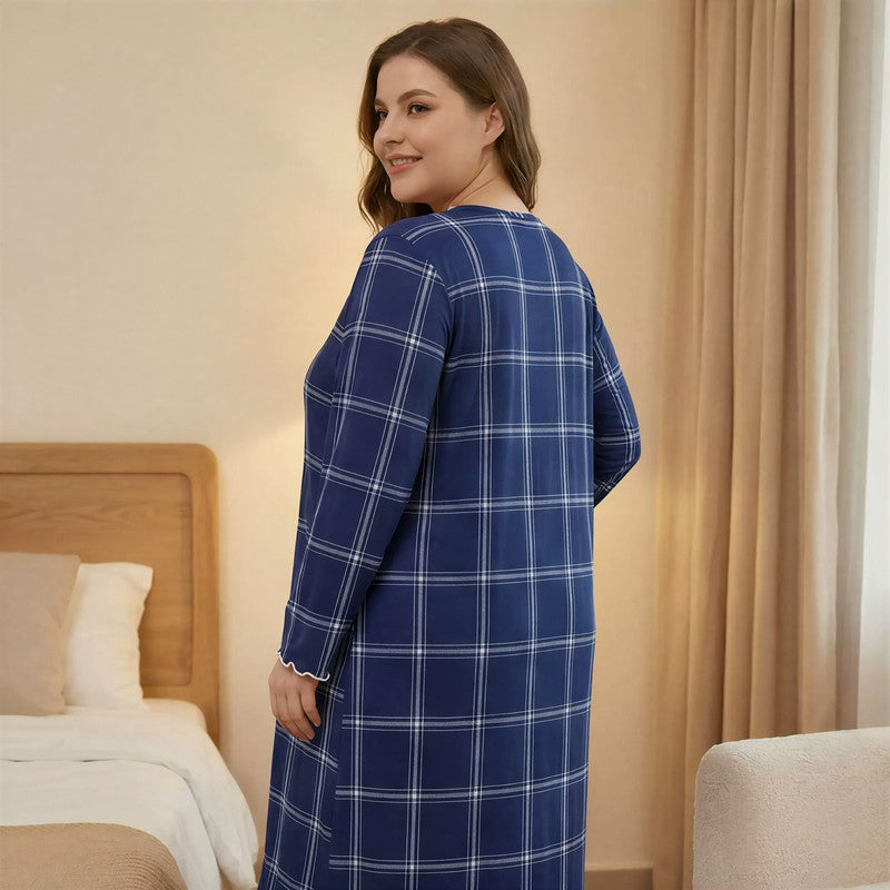 Plusock Lace Trim Plaid Nightgown - image 4