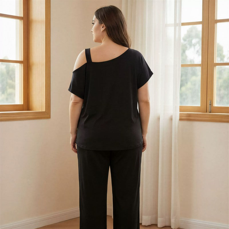 Plusock Off Shoulder Slogan Pajama Set - image 2