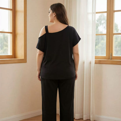 Plusock Off Shoulder Slogan Pajama Set - image 2