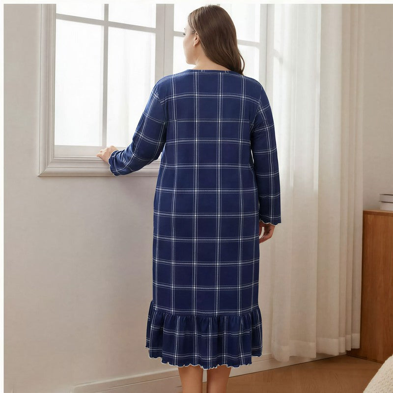 Plusock Lace Trim Plaid Nightgown - image 3