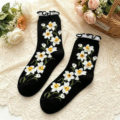 Plusock Daisy Ruffle Everyday Crew Socks(5 Pairs) - Black - EU35-40 (US2-7) - image 6