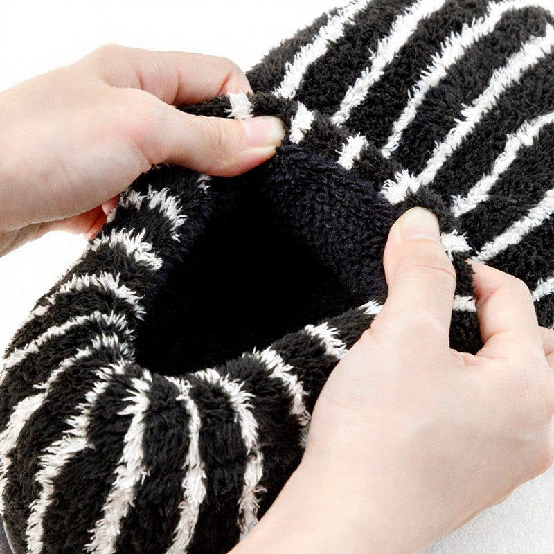 Plusock Plus Size Striped Plush Closed Back  Fluffy Shoes - image 5