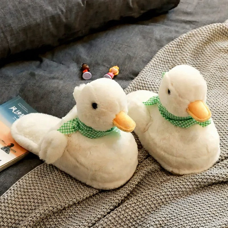 Plusock Plus Size Cozy Duck Scarf Plush Indoor Slippers - White - EU44-45(US9-10) - image 5