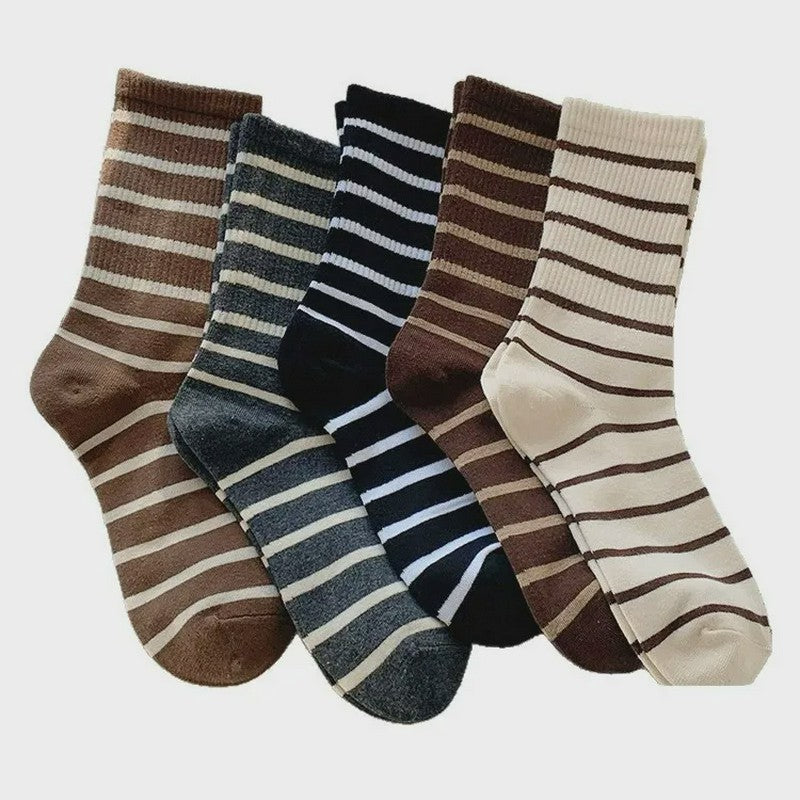 Plusock Retro Striped Cotton Quarter Socks (5 Pairs) - image 9
