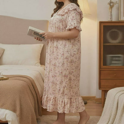 Plusock Vintage Floral Lace Trim Nightgown - image 2