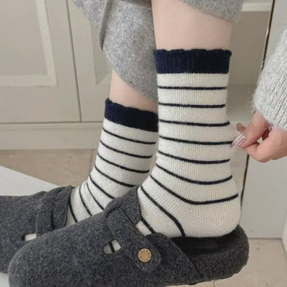 Plusock Cozy Striped Knit Quarter Socks (5 Pairs) - image 1