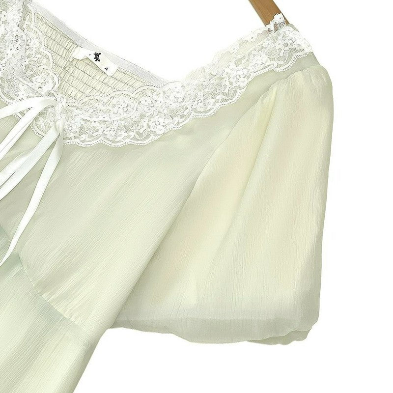 Plusock Lace Tie Puff Sleeve Midi Dress - image 6