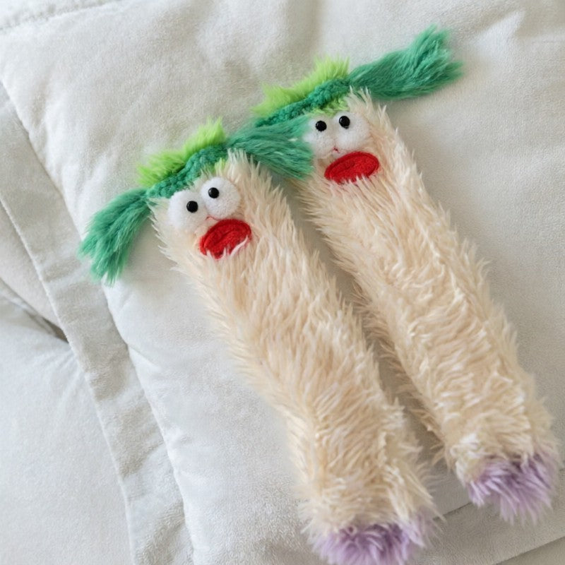 Plusock Fuzzy Monster Plush Cozy Slipper Socks - White - EU35-39(US2-6) - image 7