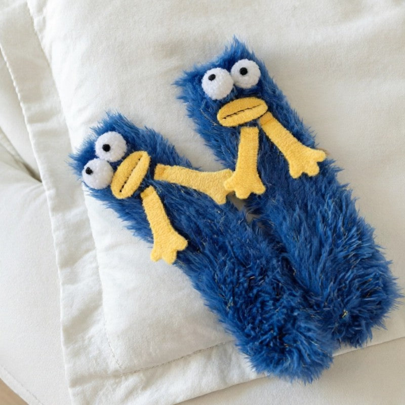 Plusock Fuzzy Monster Plush Cozy Slipper Socks - Blue - EU35-39(US2-6) - image 5