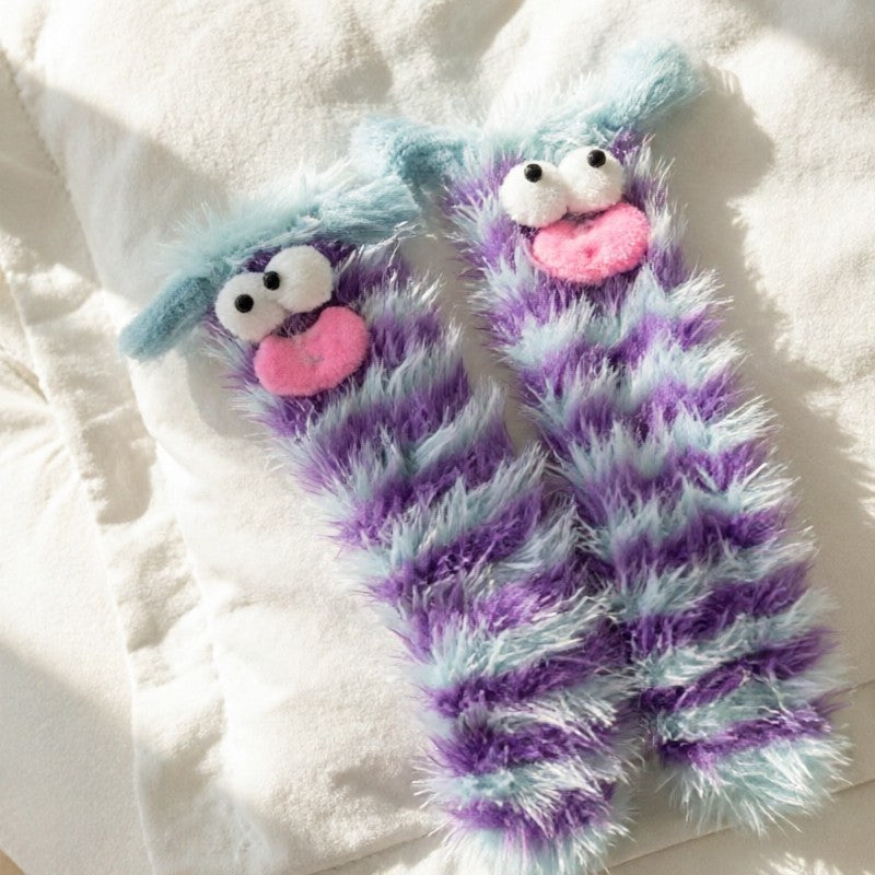 Plusock Fuzzy Monster Plush Cozy Slipper Socks - DarkPurple - EU35-39(US2-6) - image 2