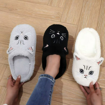 Plusock Warm Cozy Cat Face Plush Indoor House Slippers - image 1