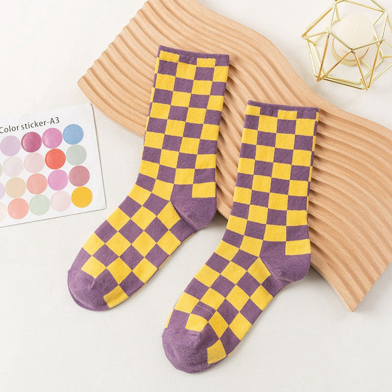 Plusock Checkerboard Street Crew Socks(6 Pairs) - Yellow - EU35-40 (US2-7) - image 7