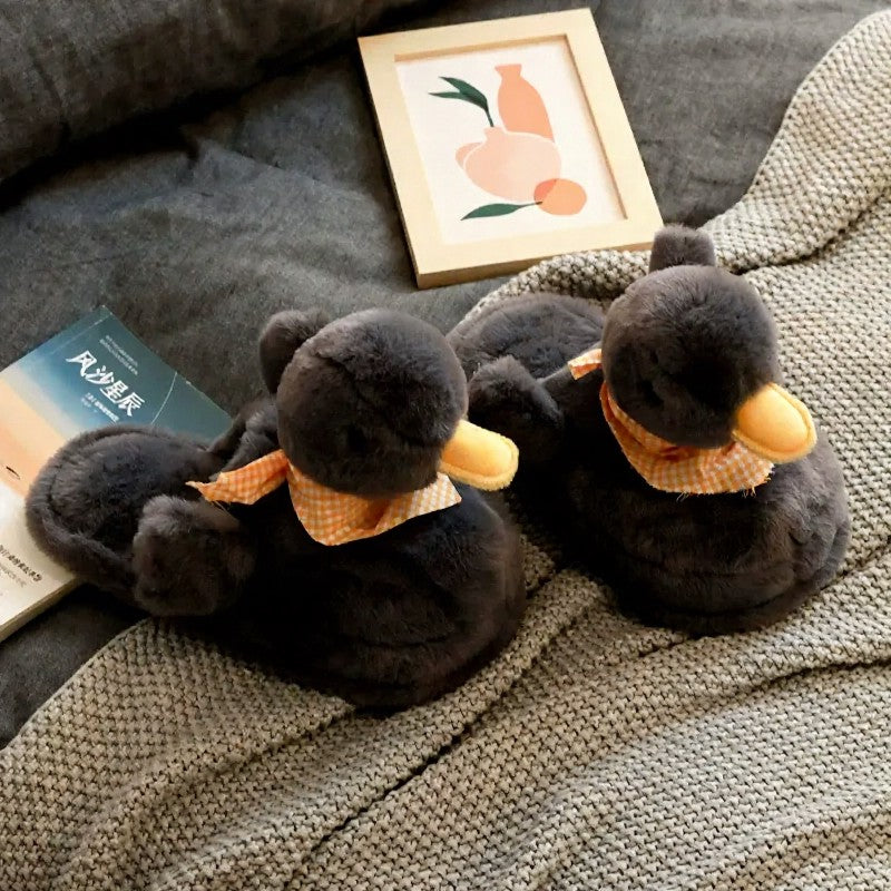 Plusock Plus Size Cozy Duck Scarf Plush Indoor Slippers - Black - EU44-45(US9-10) - image 4