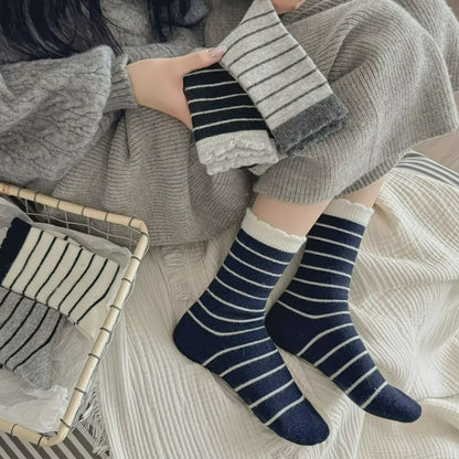Plusock Cozy Striped Knit Quarter Socks (5 Pairs) - image 4