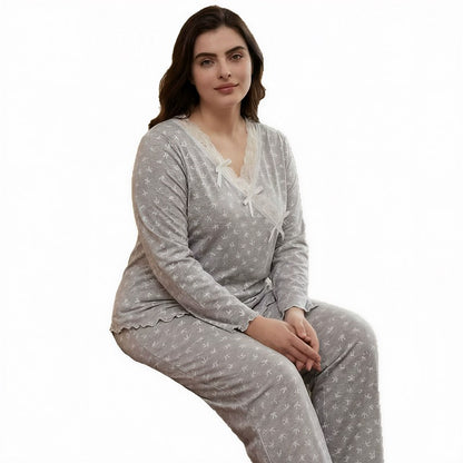 Plusock Bow Lace Wrap Pajama Set - image 5