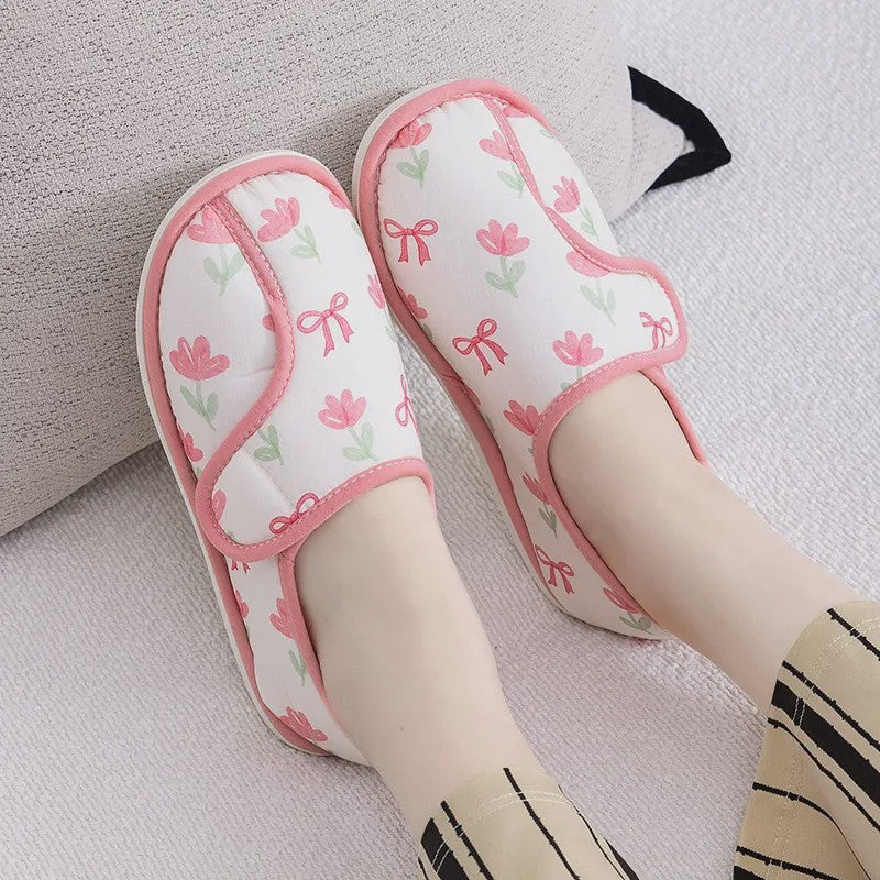 Plusock Adjustable Daisy Cotton Fluffy Shoes - Red - EU39-40 (US6-7) - image 1