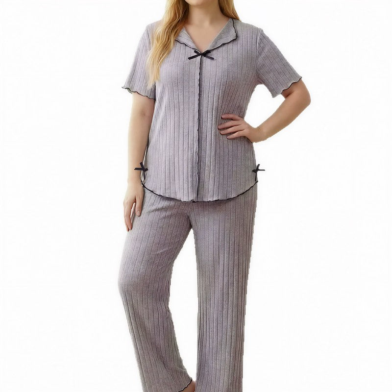 Plusock Lavender Bow Trim Pajama Set - image 5