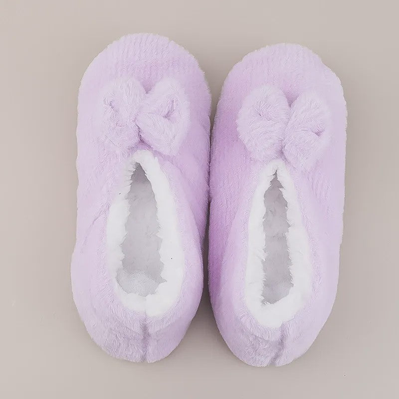 Plusock Lavender Bow Plush Slipper Socks - Light Purple - EU36-40(US3-7) - image 3