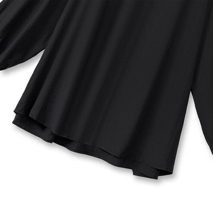 Plusock Elegant Ruched V-Neck Lantern Sleeve Blouse - image 2