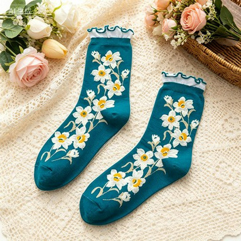 Plusock Daisy Ruffle Everyday Crew Socks(5 Pairs) - Navy Blue - EU35-40 (US2-7) - image 4