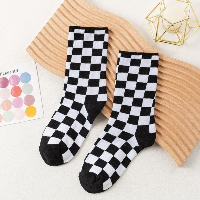 Plusock Checkerboard Street Crew Socks(6 Pairs) - Black - EU35-40 (US2-7) - image 6